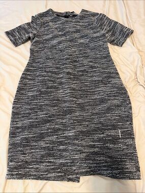 Banana Republic Black & White Marled Midi Shift Dress